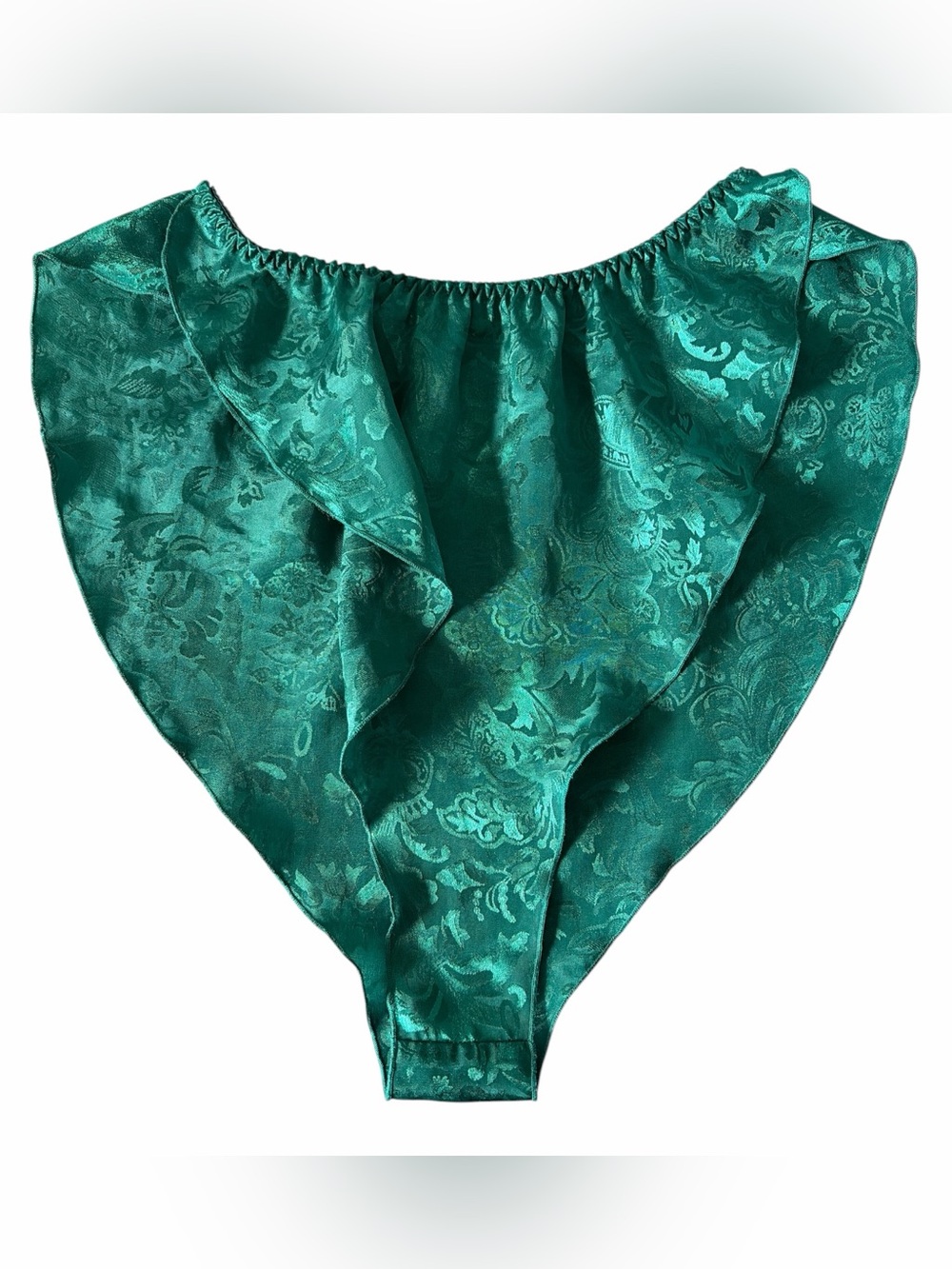 Vintage Victorias Secret Gold Label Green Satin Tap Flutter Shorts Size Small
